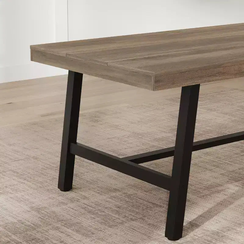Tavolo da pranzo rettangolare da 180 cm per 6-8 persone – Piano in legno e struttura in metallo