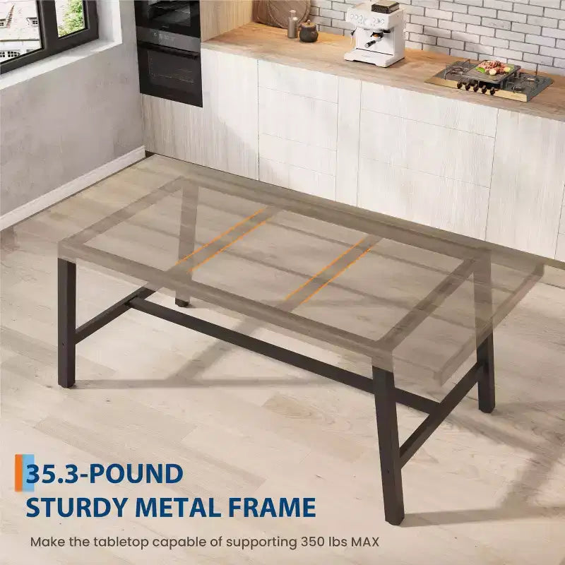 Tavolo da pranzo rettangolare da 180 cm per 6-8 persone – Piano in legno e struttura in metallo