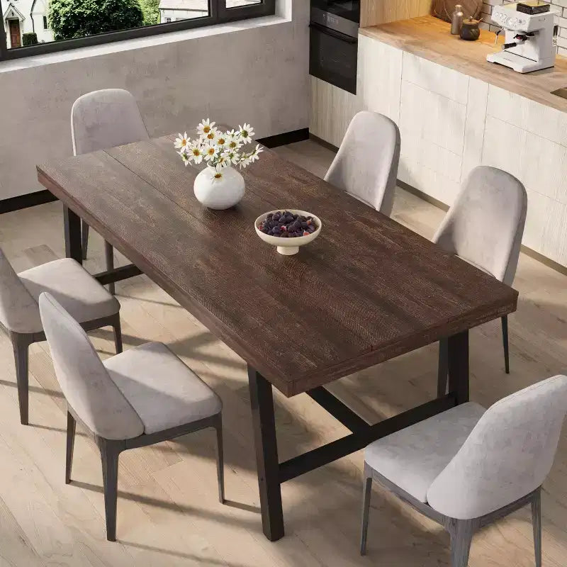 Tavolo da pranzo rettangolare da 180 cm per 6-8 persone – Piano in legno e struttura in metallo