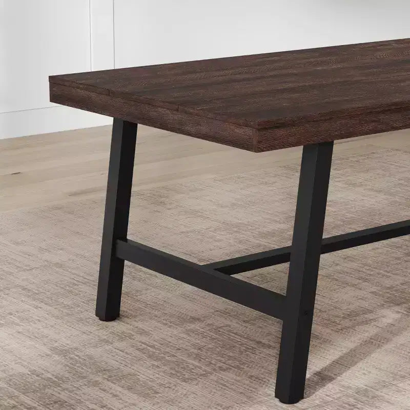 Tavolo da pranzo rettangolare da 180 cm per 6-8 persone – Piano in legno e struttura in metallo