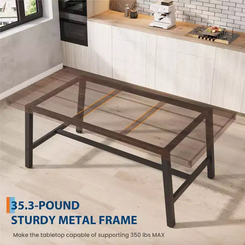 Tavolo da pranzo rettangolare da 180 cm per 6-8 persone – Piano in legno e struttura in metallo