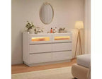 Cassettiera in Legno a 6 Cassetti con 2 Cassetti in Vetro – Cassettone da 120 cm