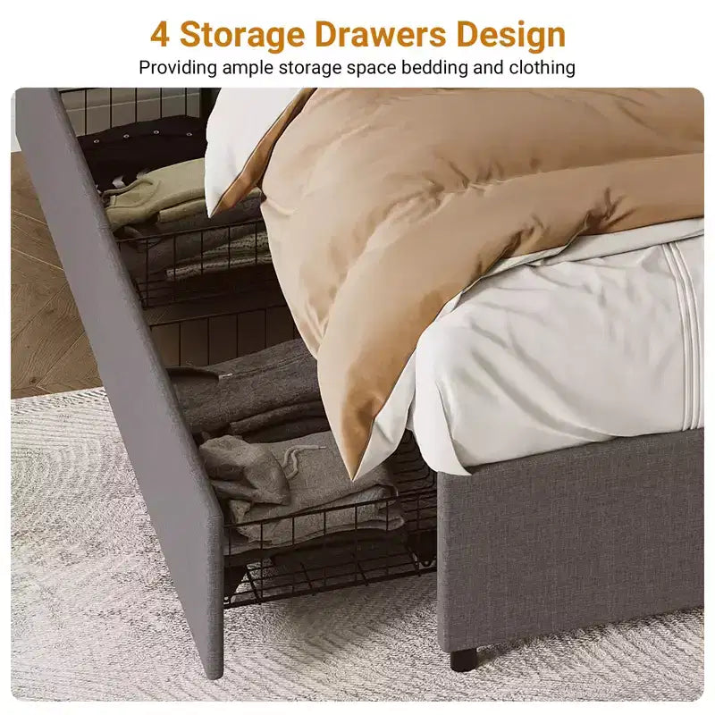 Struttura letto matrimoniale standard con 4 cassetti contenitore