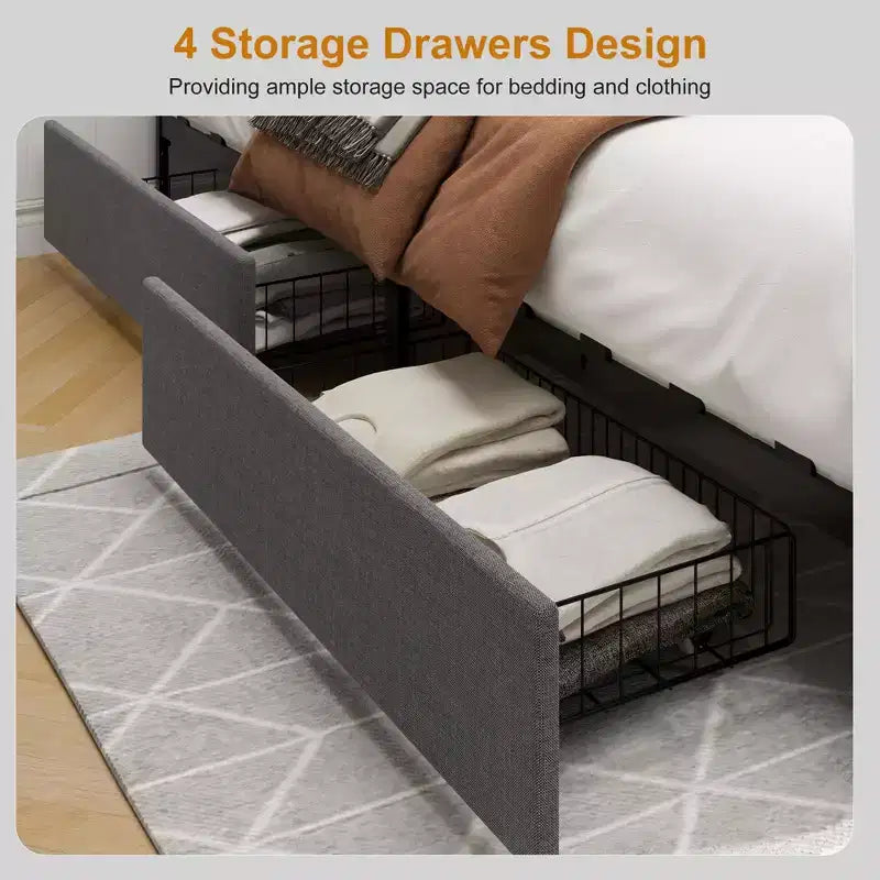 Struttura letto matrimoniale standard con 4 cassetti contenitore