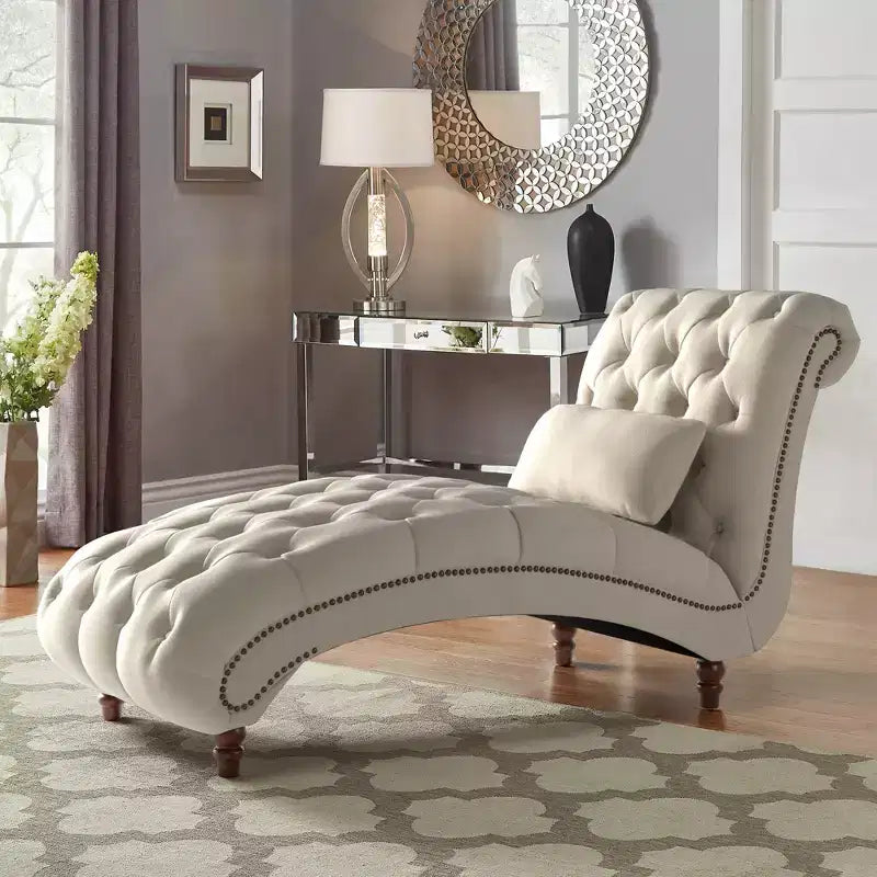 Chaise longue trapuntata con struttura in legno massello