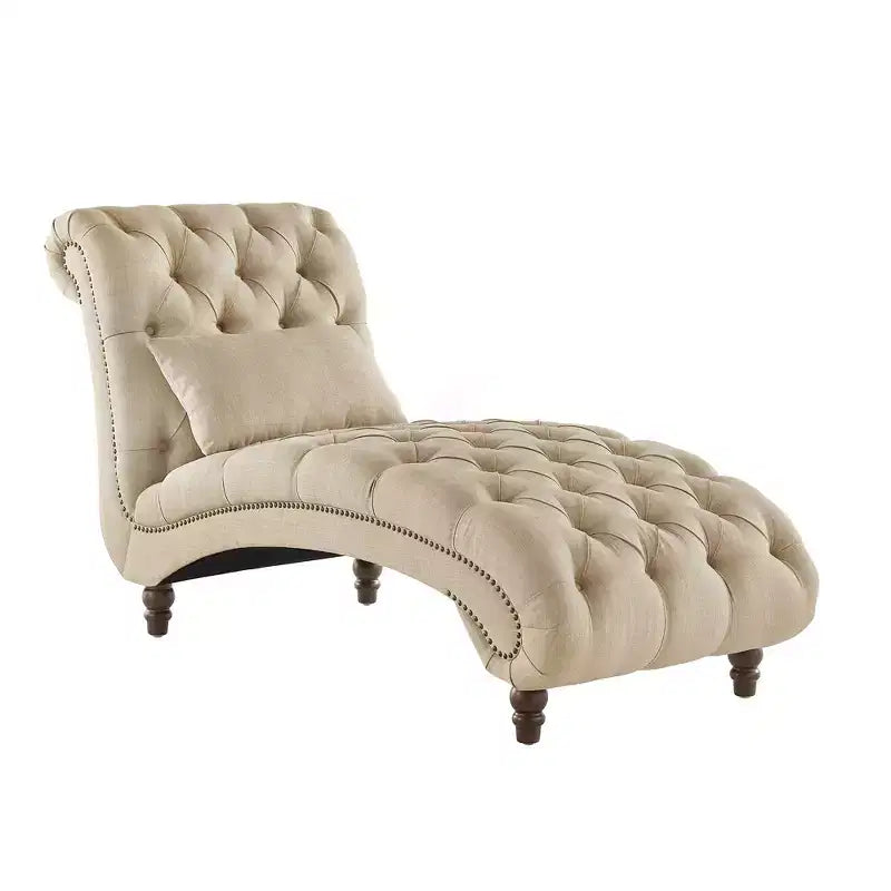 Chaise longue trapuntata con struttura in legno massello