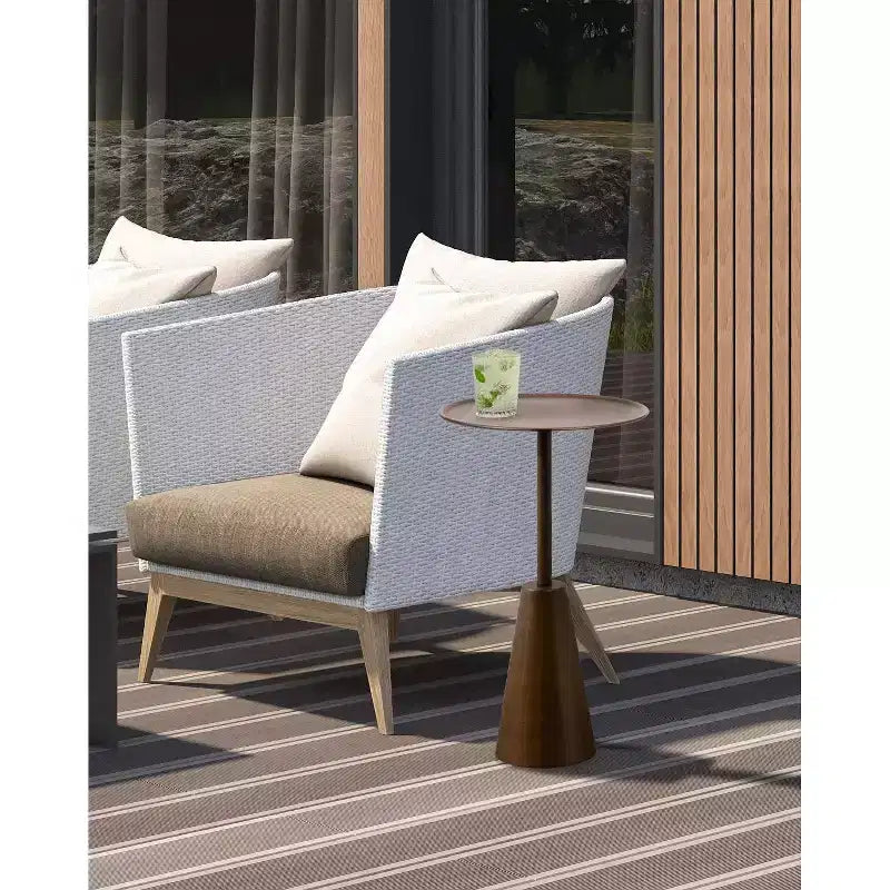 Tavolino Rotondo in Metallo – Oro, 35,5 x 35,5 x 61 cm