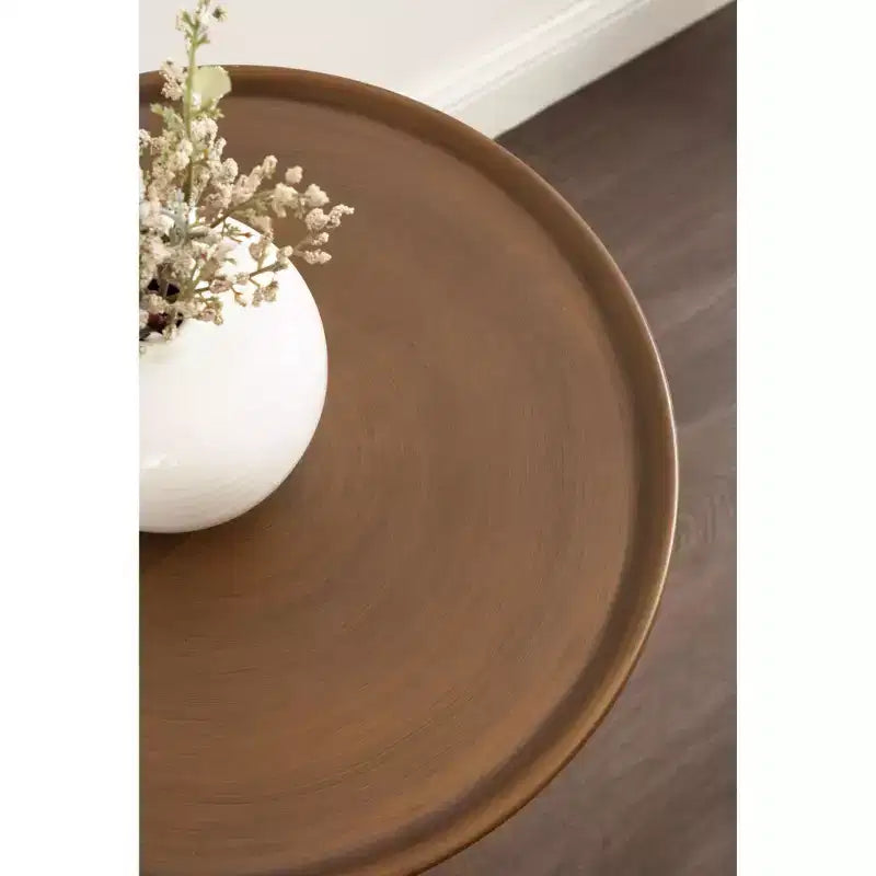 Tavolino Rotondo in Metallo – Oro, 35,5 x 35,5 x 61 cm