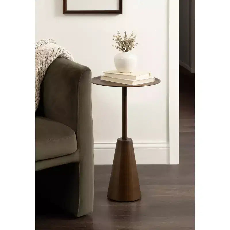 Tavolino Rotondo in Metallo – Oro, 35,5 x 35,5 x 61 cm