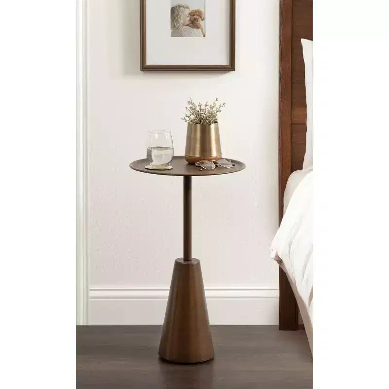 Tavolino Rotondo in Metallo – Oro, 35,5 x 35,5 x 61 cm