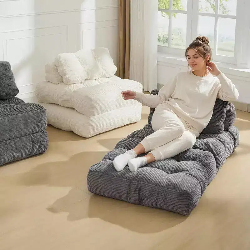 Divano Letto Convertibile con Tasca Portaoggetti e Cuscino Lombare