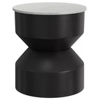 Dolly 16 inch Wide Genuine Marble Top Modern Metal End Table in Black/White, Assembled