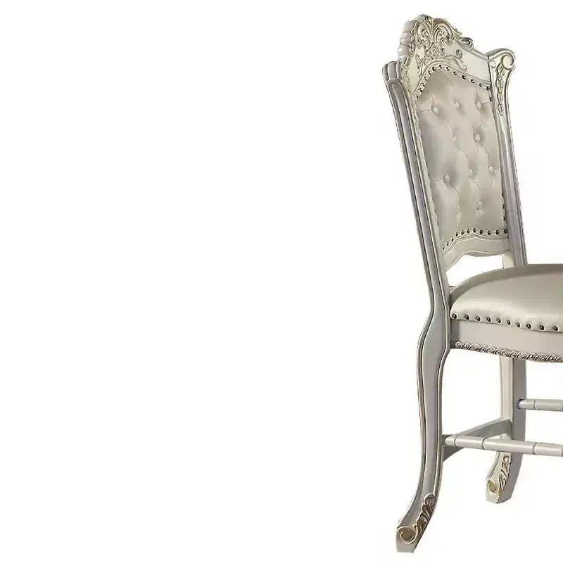 Sedia da pranzo altezza bancone – Imbottita, schienale alto con borchie decorative