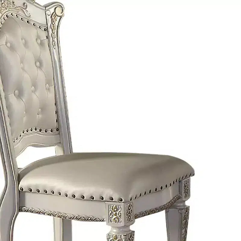 Sedia da pranzo altezza bancone – Imbottita, schienale alto con borchie decorative