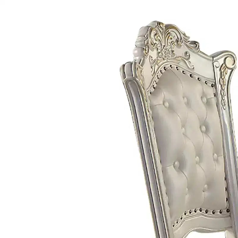 Sedia da pranzo altezza bancone – Imbottita, schienale alto con borchie decorative