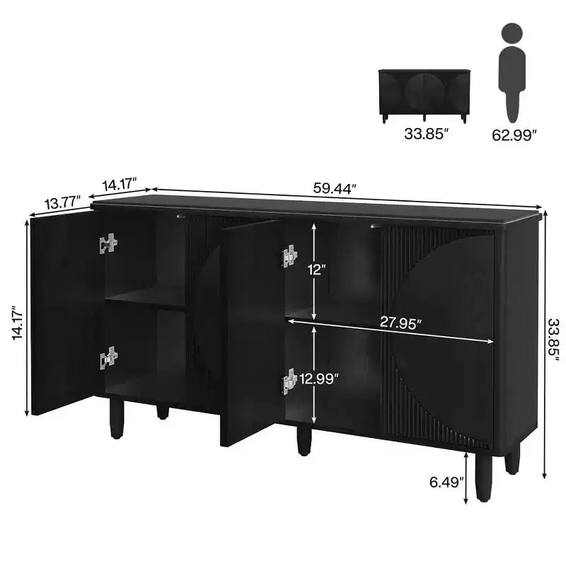 Madia da 151 cm con 4 ante