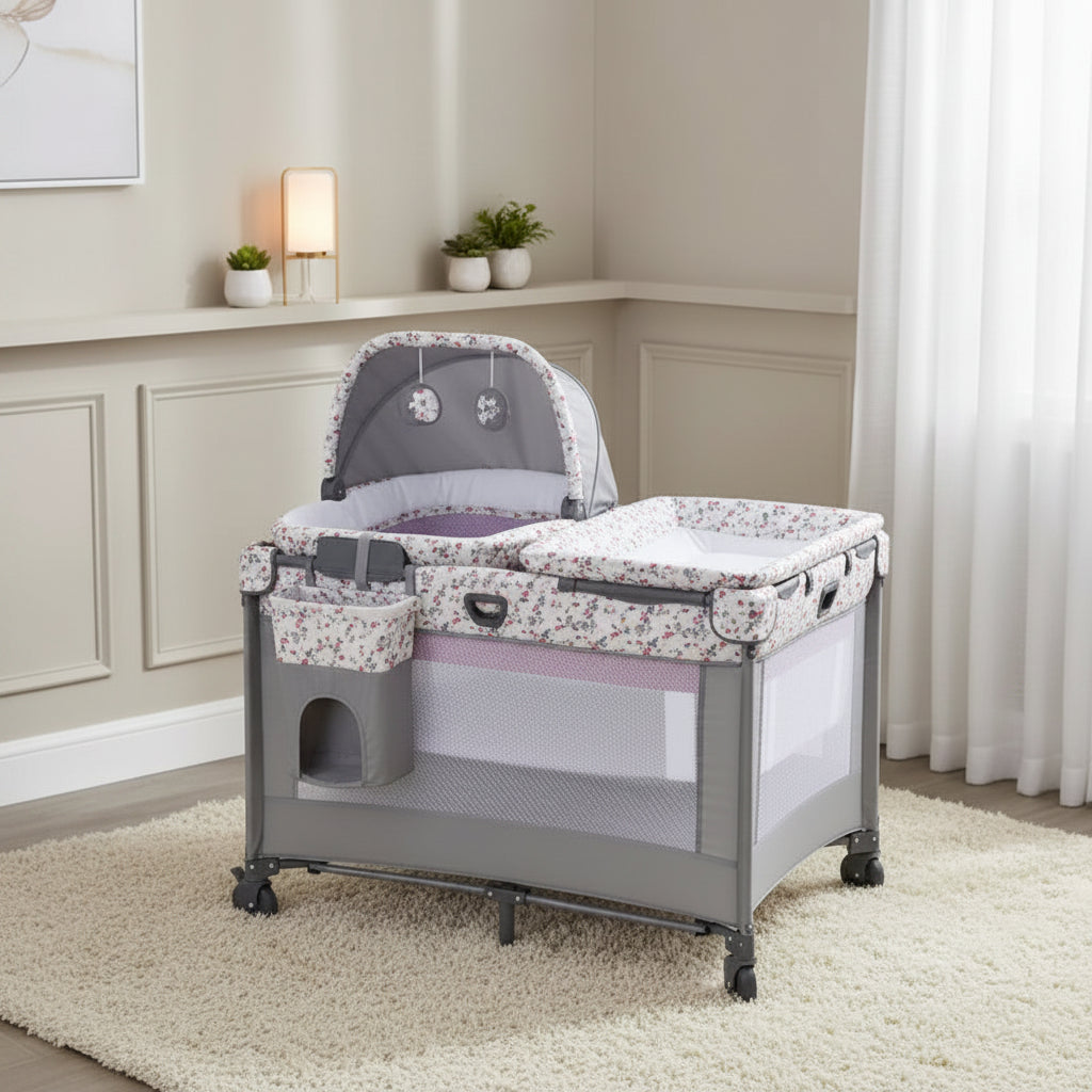 Baby Trend Nursery Den Playard with Rocking Cradle
