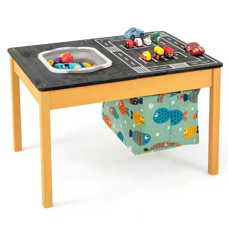 Tavolino Attività per Bambini 3-in-1 con Contenitore d'Acqua Pieghevole e Borsa Portaoggetti