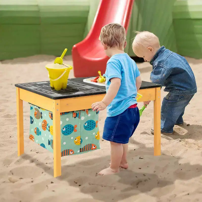 Tavolino Attività per Bambini 3-in-1 con Contenitore d'Acqua Pieghevole e Borsa Portaoggetti