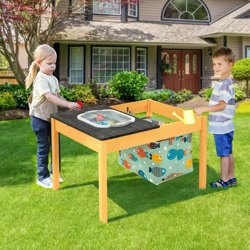 Tavolino Attività per Bambini 3-in-1 con Contenitore d'Acqua Pieghevole e Borsa Portaoggetti